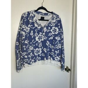 Urban Outfitters Out From Under Blue Hibiscus Floral Sweatshirt Medium Oversized